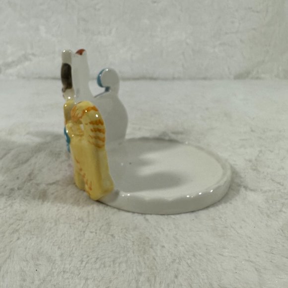 Vintage Pillar Candle Holder Three Cats Ceramic 3.5" Whimsical - Picture 3 of 7